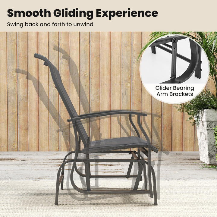 Giantex 2-Pack Outdoor Glider Rocking Chairs with Ergonomic Backrest &amp; Seat