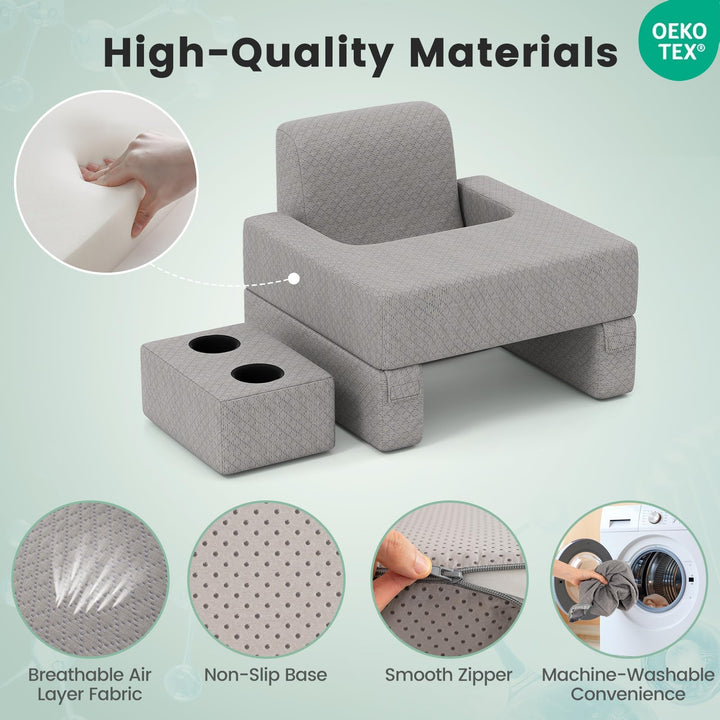 Giantex Reading Pillow for Gaming Extra Large Lap Desk for Laptop with Back Arm Rest &amp; Cup Holder for Adult