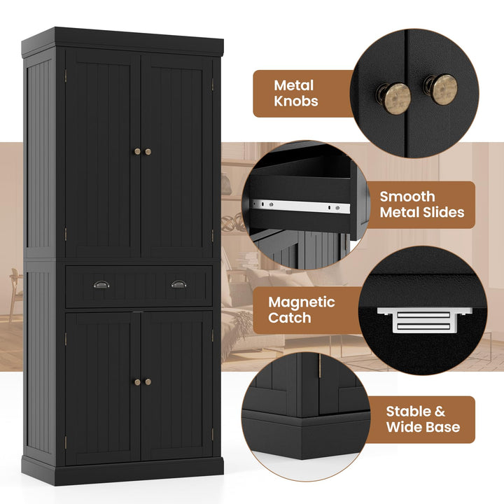Giantex Pantry Organizers and Storage, 72" Tall Kitchen Cabinet with 2-Door Cabinets &amp; Drawer, Buffet Sideboard