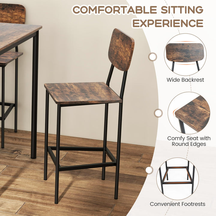 Giantex 5-Piece Dining Table Set W/Counter Height Table &amp; 4 Bar Stools