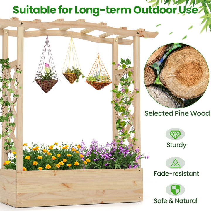 Giantex Raised Garden Bed with Sided Trellis &amp; Hanging Roof, Wood Planter Box, 44”x14”x45” (L x W x H)