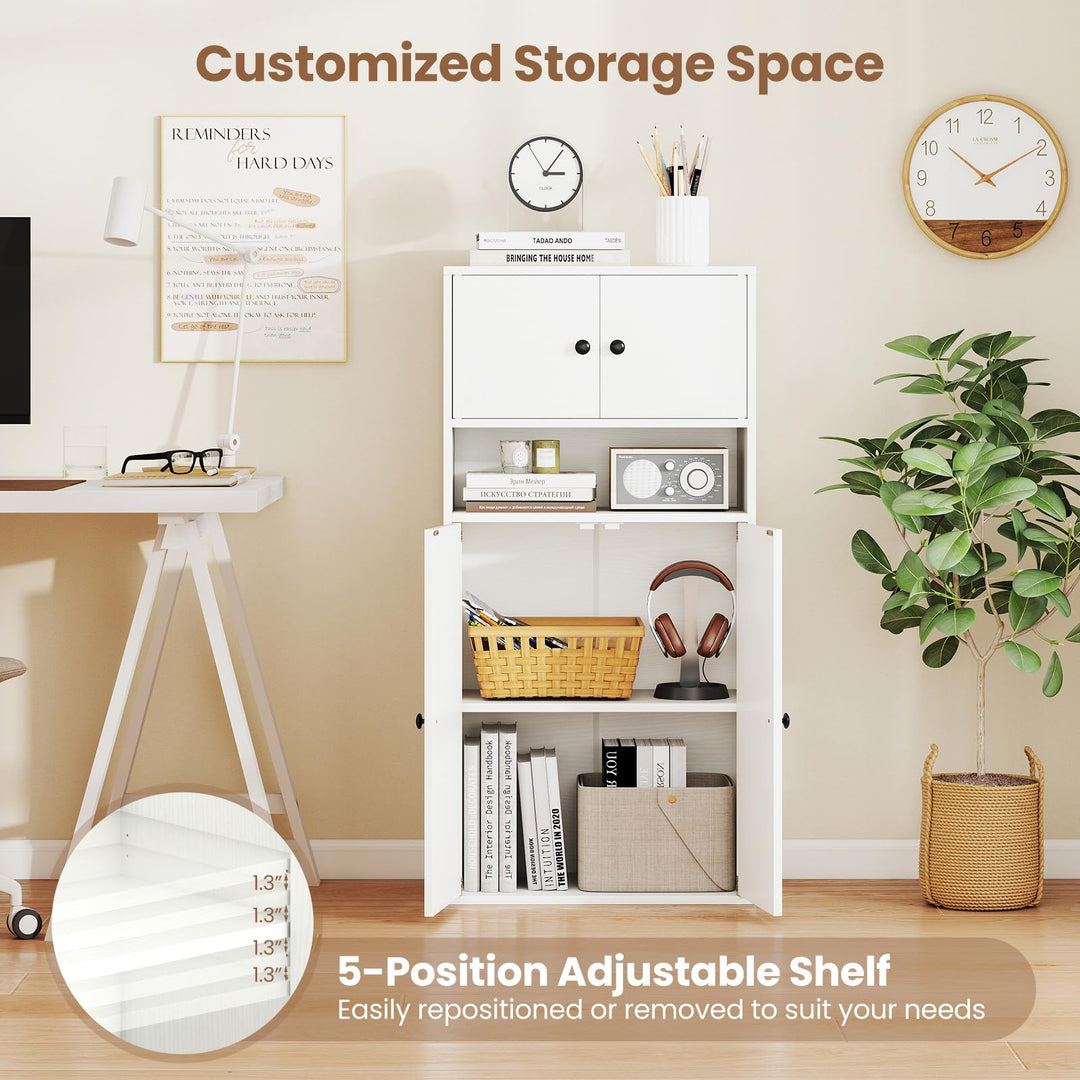 Giantex 44" Tall Bookshelf Modern Bookcase with Doors &amp; Adjustable Shelf