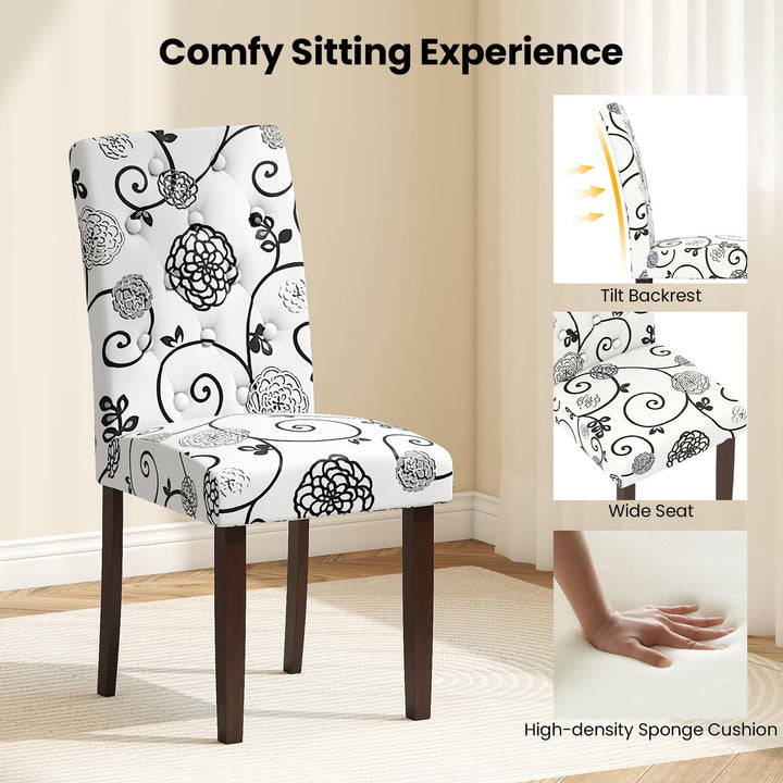 Giantex Tufted Dining Chairs Set of 2/4 Upholstered Kitchen Chairs w/Padded Seat &amp; High Backrest