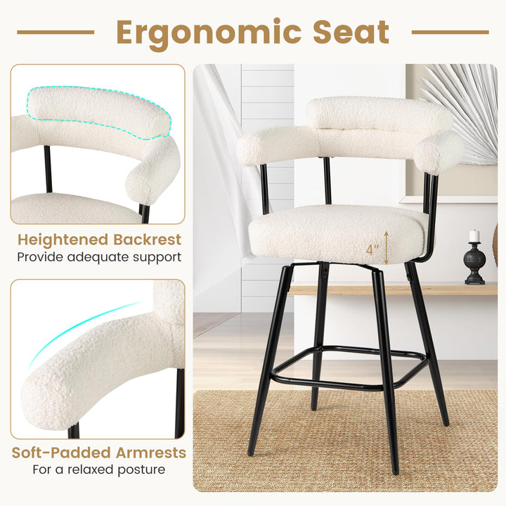 Giantex Swivel Bar Stool Set of 2/4 Counter Height Chairs with Curved Back and Arms