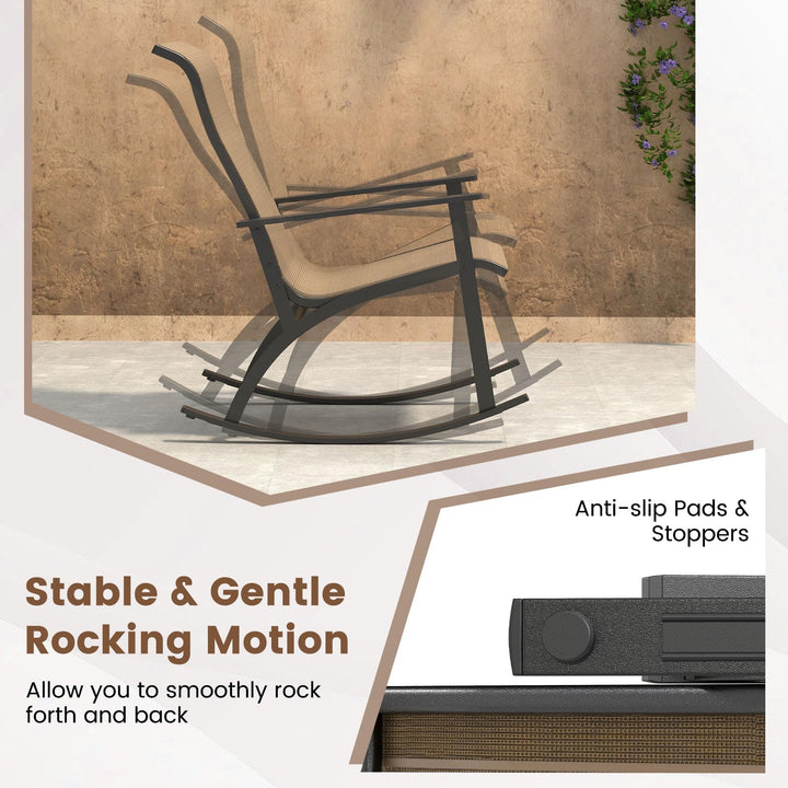 Giantex 3 Piece Rocking Bistro Set with 2 Rocking Chairs &amp; Coffee Table