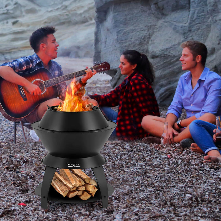 Giantex 3-in-1 Smokeless Fire Pit, 20" Wood Burning Firepit w/Removable Wok Ring &amp; Ash Pan
