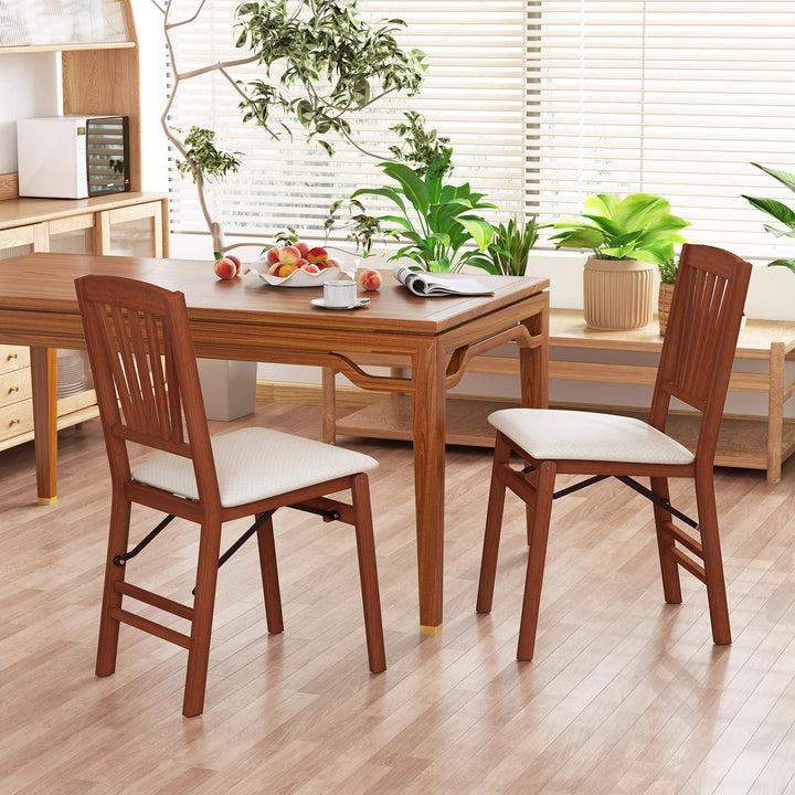 Giantex Folding Dining Chairs Set of 2/4, Modern Kitchen Chairs w/Padded Seat &amp; Slatted Backrest, Rubber Wood Frame