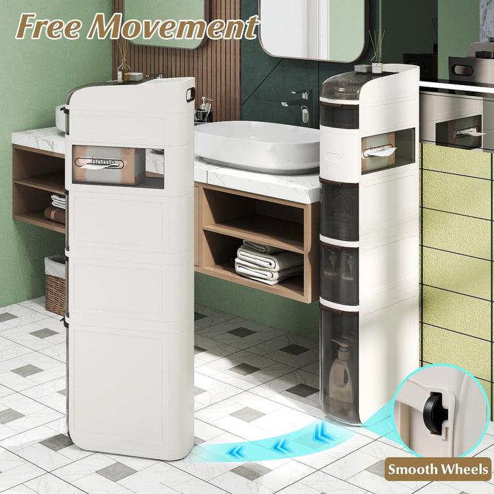 Giantex 6-Tier Narrow Bathroom Storage Cabinet with Drawers and Tissue Box