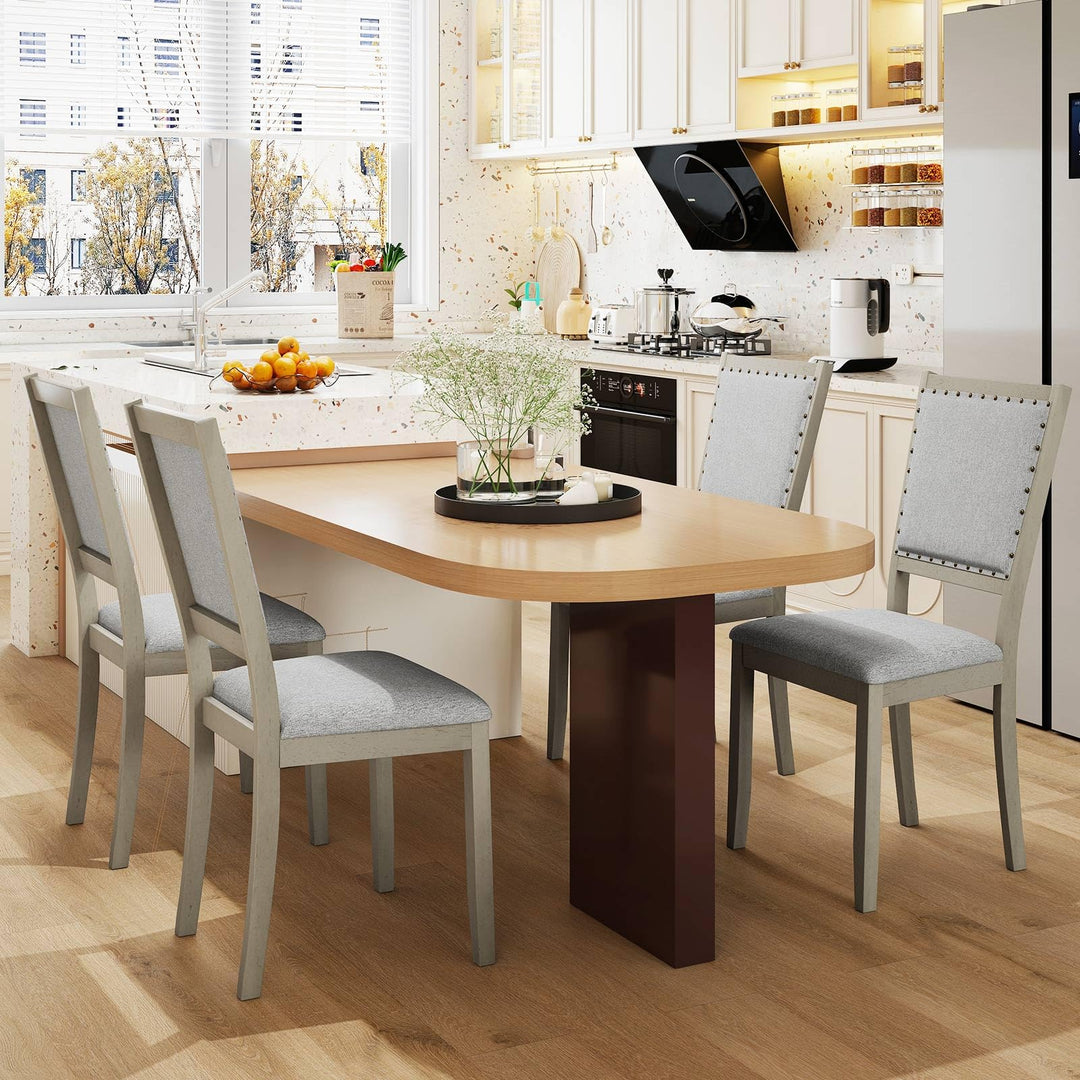 Giantex Dining Chairs Set of 2/4 Fabric Upholstered Kitchen Chairs w/Padded Seat &amp; Back Cushions