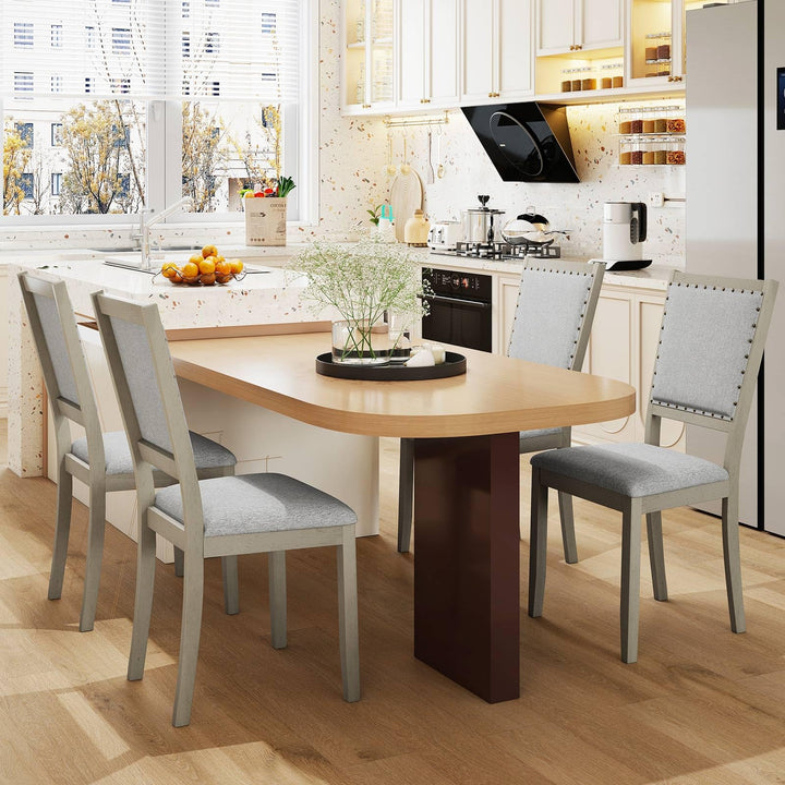 Giantex Dining Chairs Set of 2/4 Fabric Upholstered Kitchen Chairs w/Padded Seat &amp; Back Cushions