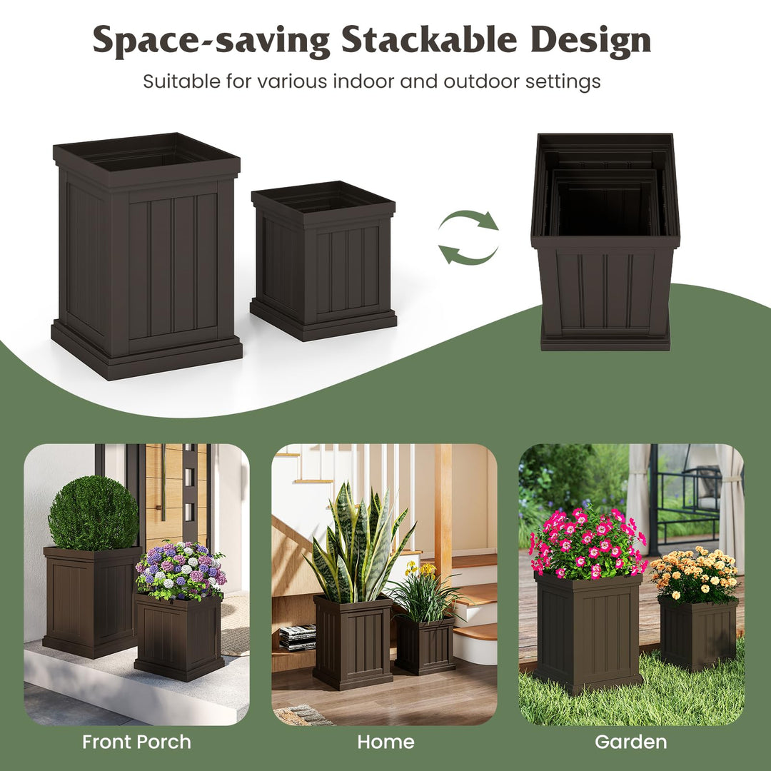 Giantex 19" Large &amp; 13” Small Flower Pots with Drainage Holes &amp; Nesting Design