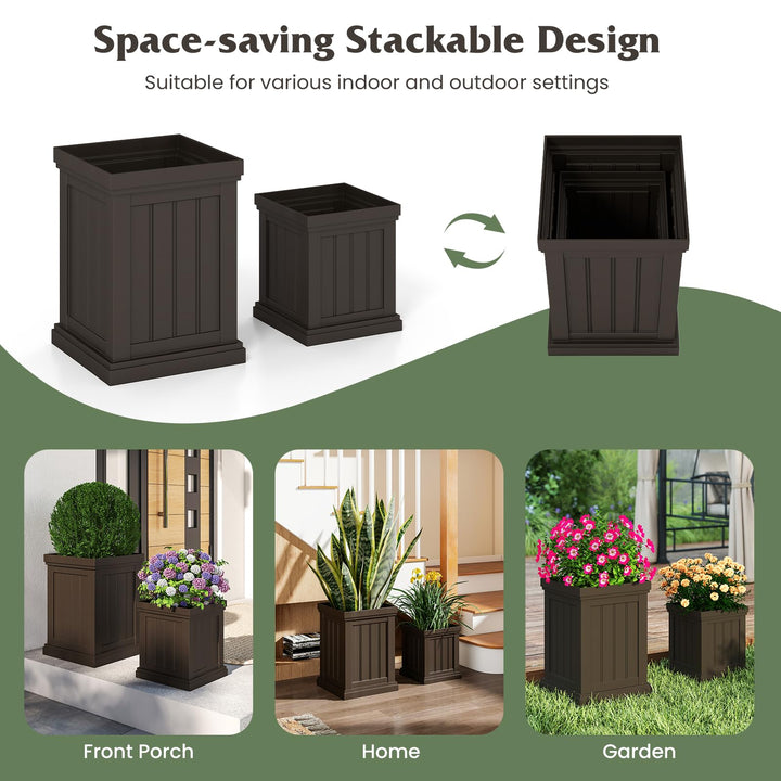 Giantex 19" Large &amp; 13” Small Flower Pots with Drainage Holes &amp; Nesting Design