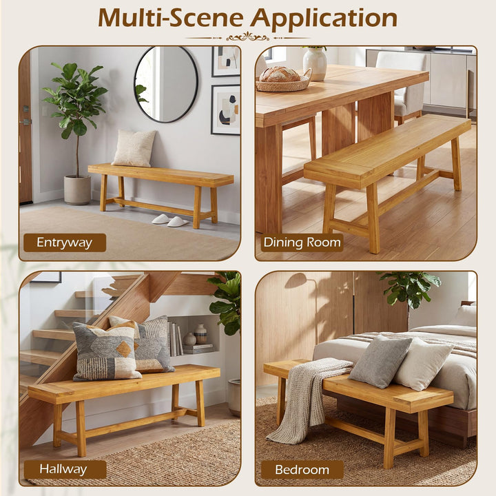 Giantex 63-Inches Dining Bench Teak Wood Outdoor Benches(1/2)