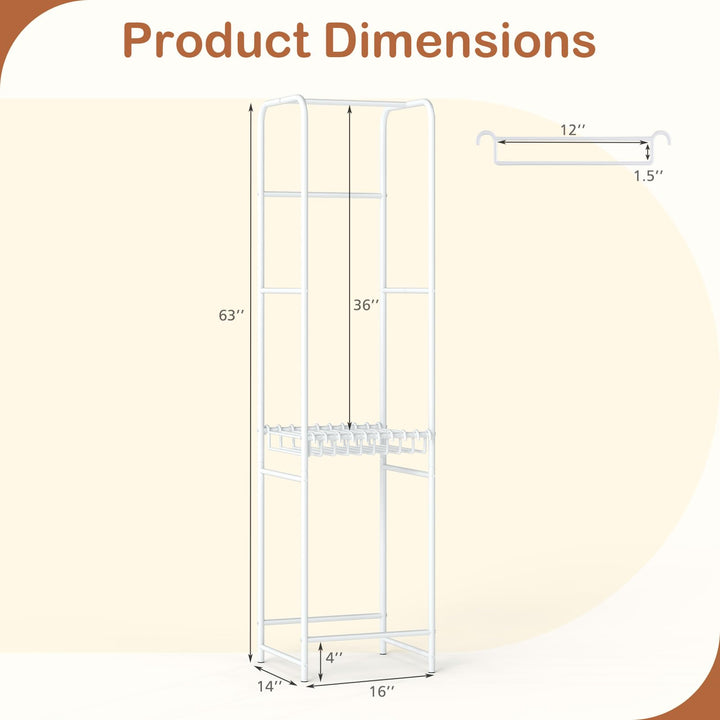 Giantex Heavy-Duty White Garment Rack with 6 Hanging Rods &amp; 10 Pants Hangers