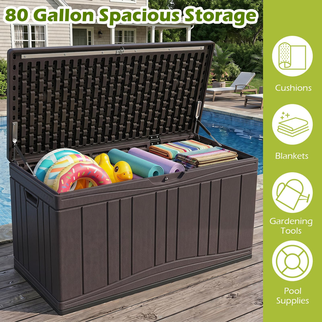 Giantex 80 Gallon Patio HDPE Storage Bin with Gas Struts &amp; Lock-Compatible Lid