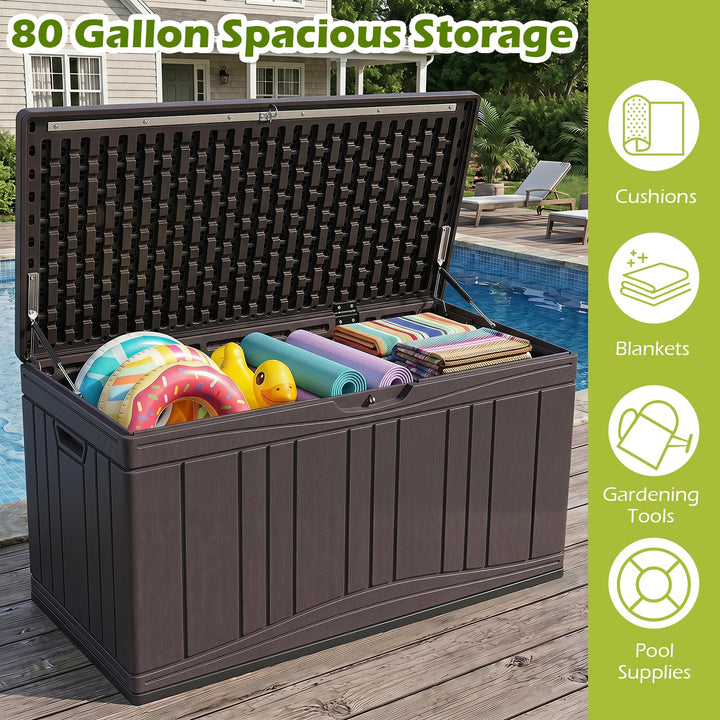 Giantex 80 Gallon Patio HDPE Storage Bin with Gas Struts &amp; Lock-Compatible Lid