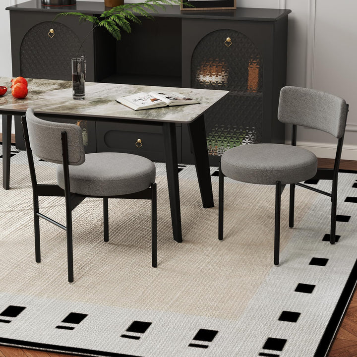 Giantex Boucle Dining Chairs Set of 2/4, Sherpa Upholstered Kitchen Chairs w/Curved Backrest, Padded Seat &amp; Metal Legs