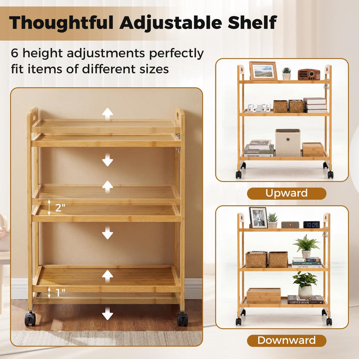 Giantex 3-Tier Rolling Storage Cart for Living Dining Room