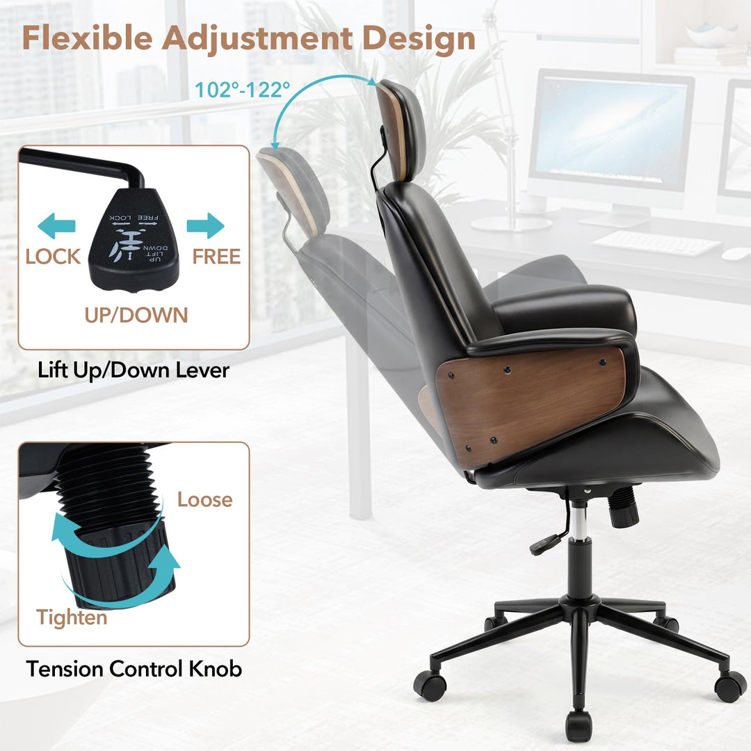 Giantex Ergonomic High Back Faux Leather Executive Chair with Headrest