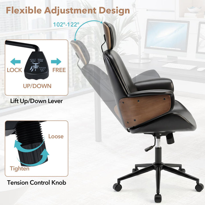 Giantex Ergonomic High Back Faux Leather Executive Chair with Headrest