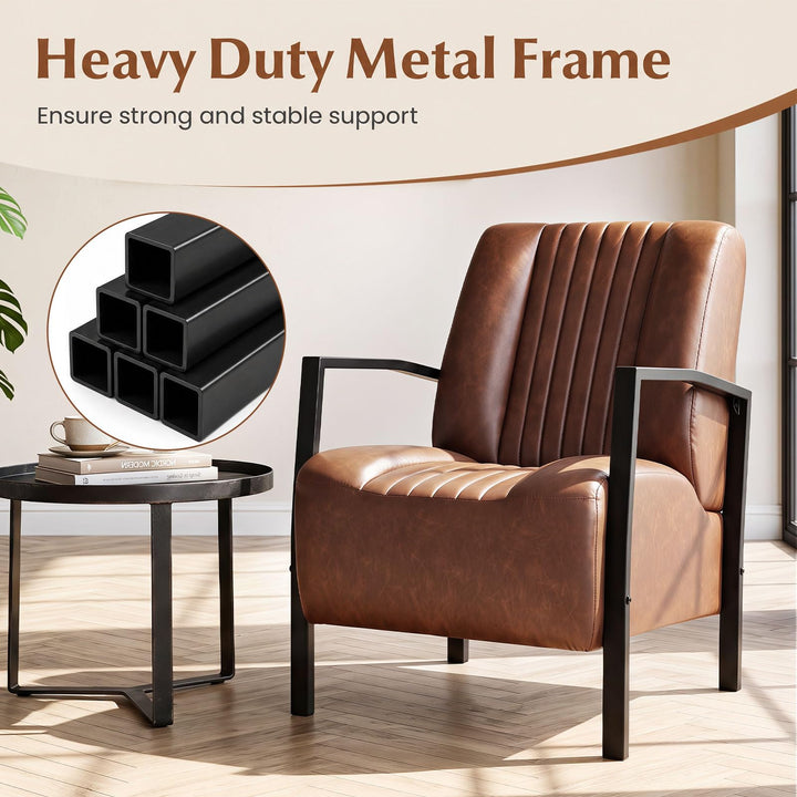 Giantex PU Leather Upholstered Armchair with Padded Seat &amp; Back (1/2)