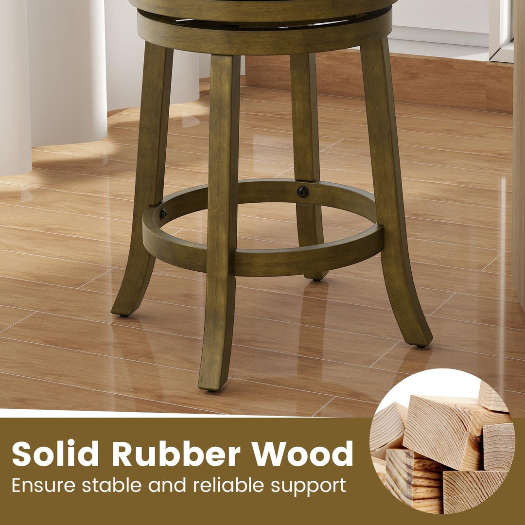 Giantex Wood Swivel Bar Stools Set of 2/4 with Backrests and Wood Frame