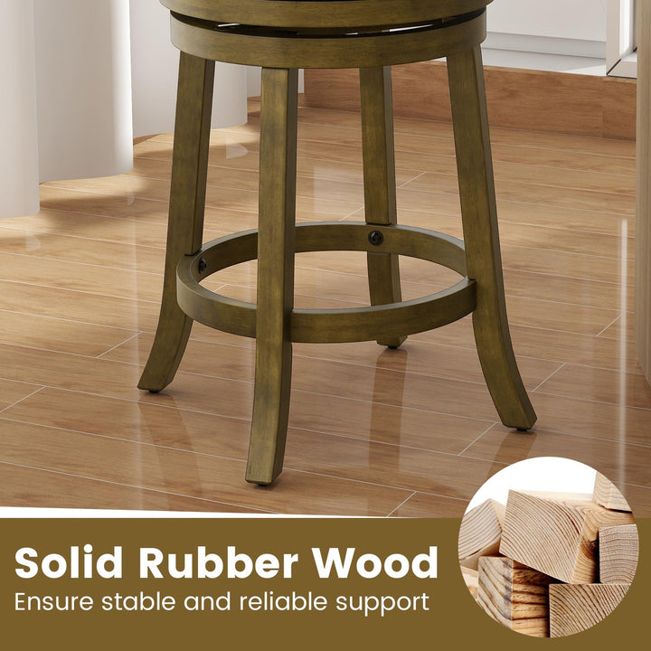 Giantex Wood Swivel Bar Stools Set of 2/4 with Backrests and Wood Frame