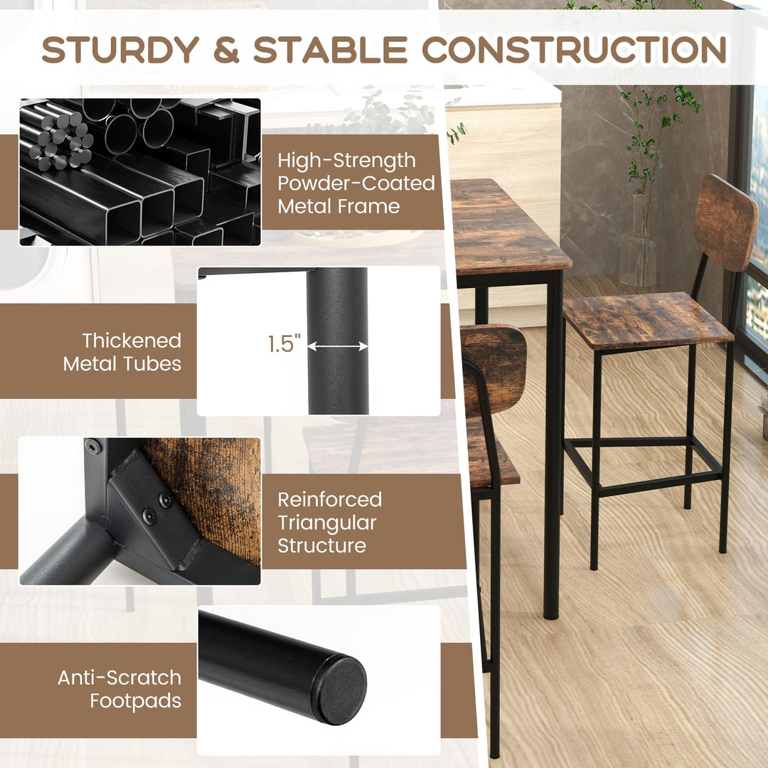 Giantex 5-Piece Dining Table Set W/Counter Height Table &amp; 4 Bar Stools