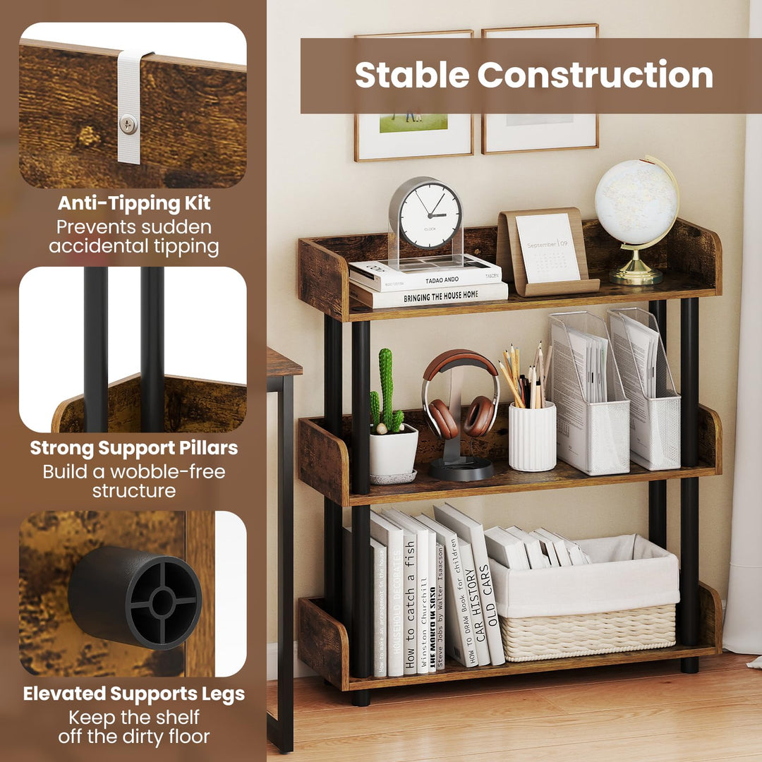Giantex 3-Tier Bookshelf | 3 Shelf Bookcase for Living Room Bedroom Study