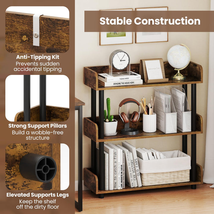 Giantex 3-Tier Bookshelf | 3 Shelf Bookcase for Living Room Bedroom Study