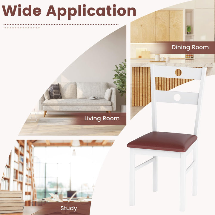 Giantex PU Leather Upholstered Kitchen Chairs w/Hollowed Backrest &amp; Padded Seat