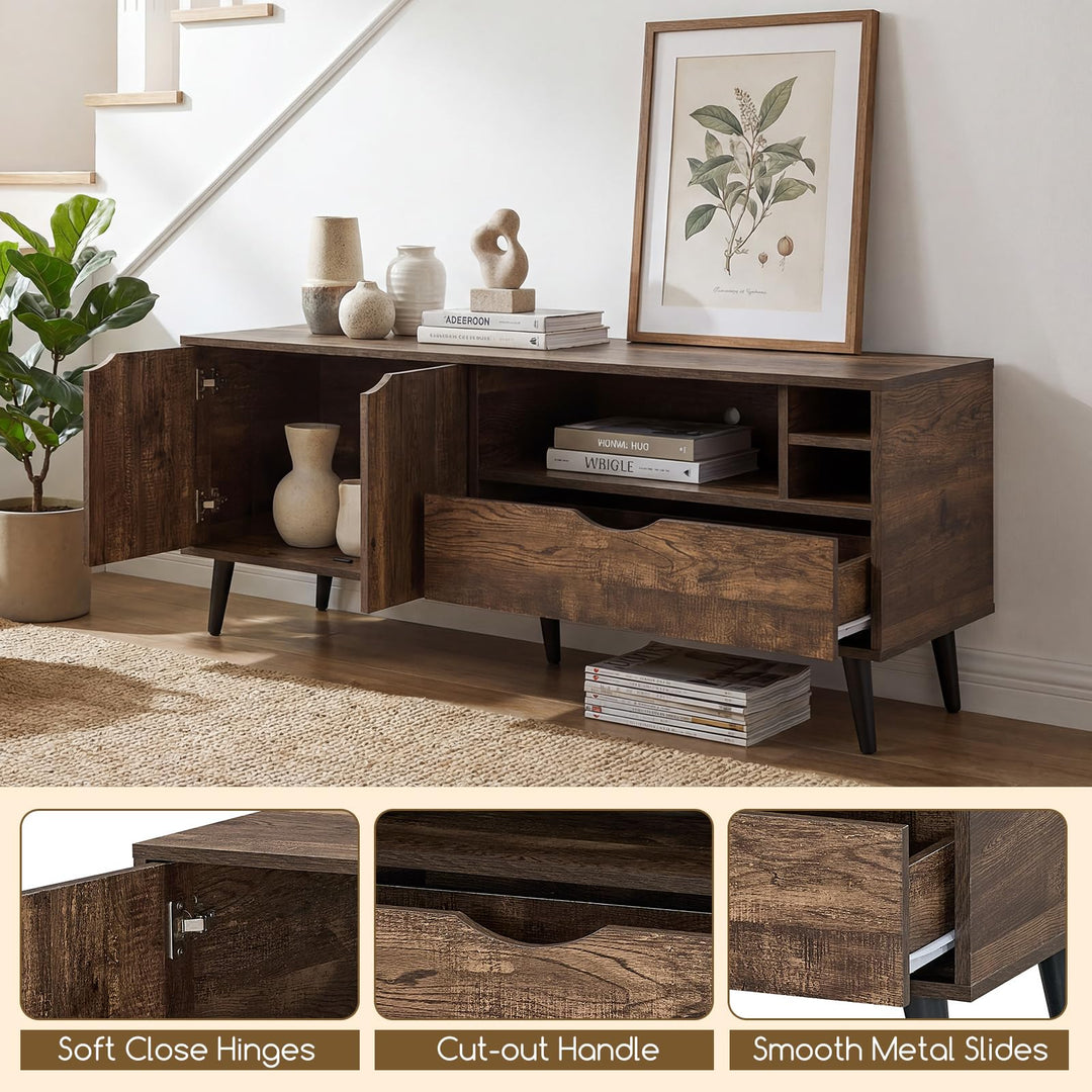 Giantex TV Stand for TVs up to 65 Inches Rustic Entertainment Center