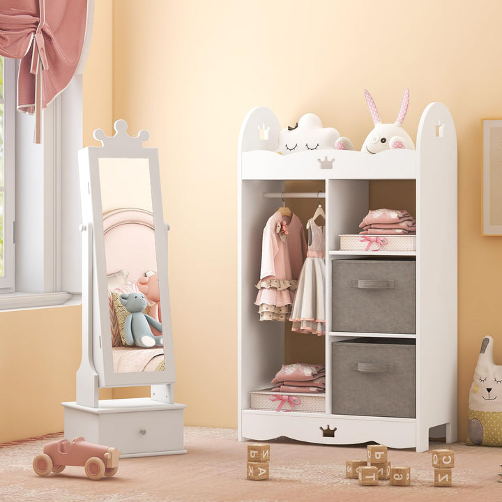 CHARMAID Kids Jewelry Armoire &amp; Adult Jewelry Cabinet Set
