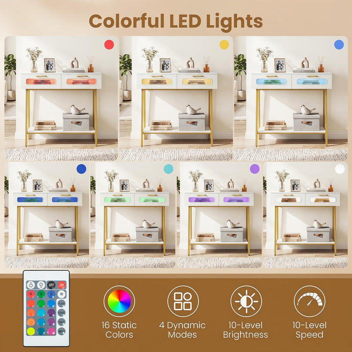 Giantex Console Table with LED Lights for Living Room Hallway Entrance