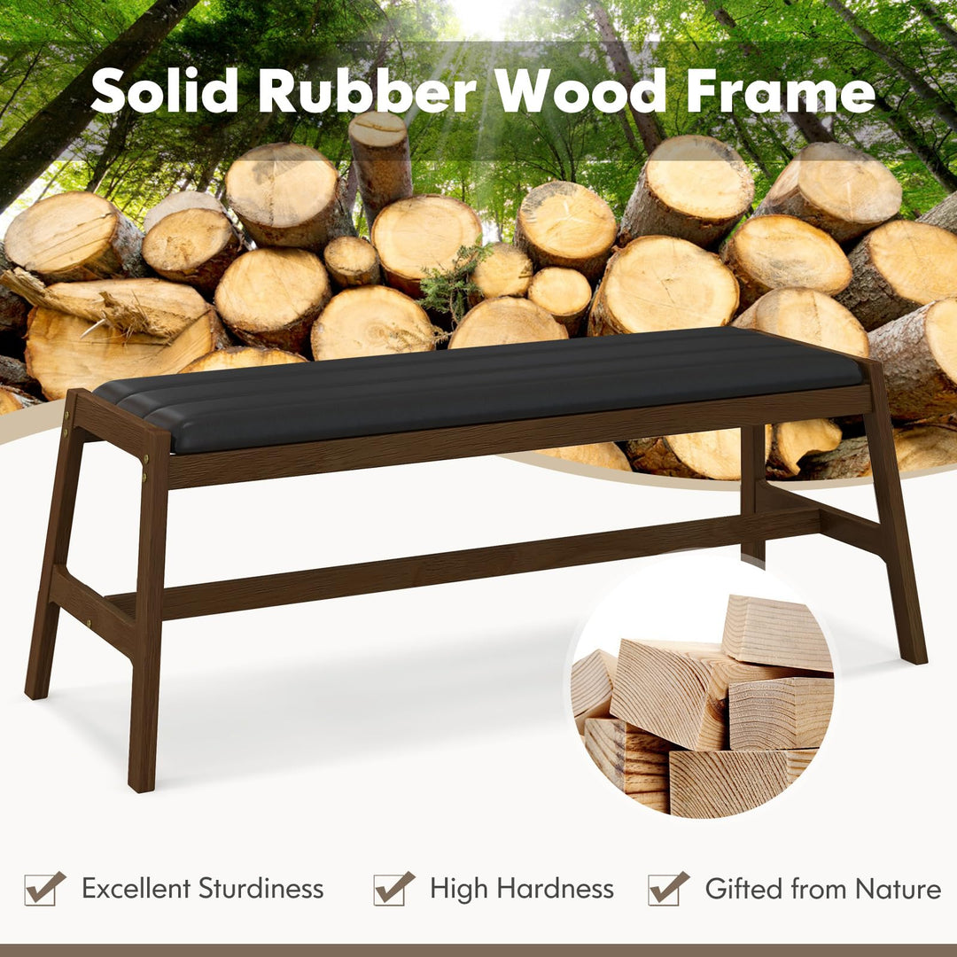 Giantex Upholstered Wood Dining Bench, 50" Entryway Bench w/Padded Seat &amp; Solid Rubber Wood Frame