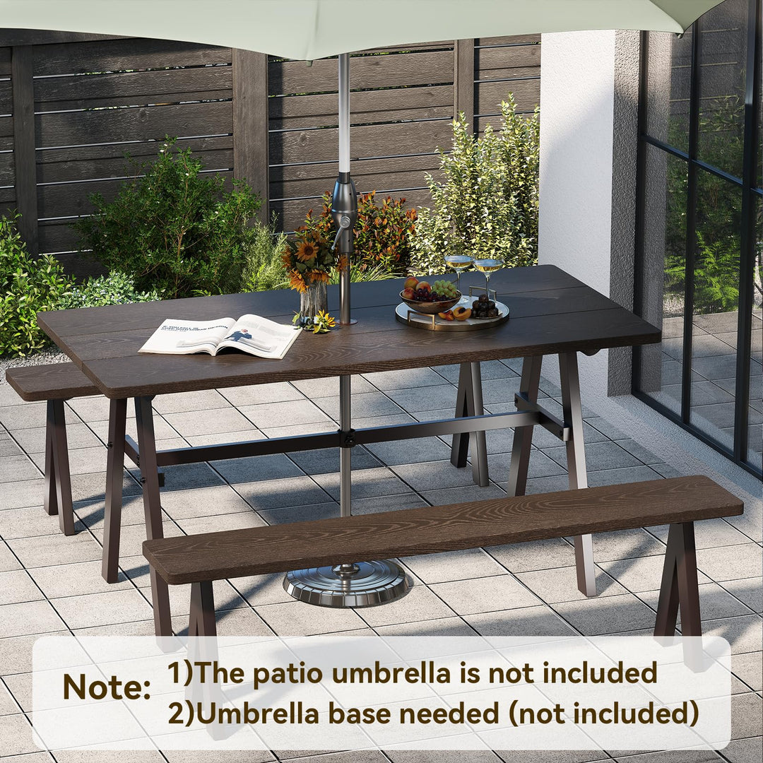 Giantex Outdoor Patio Dining Table with 1.93” Umbrella Hole