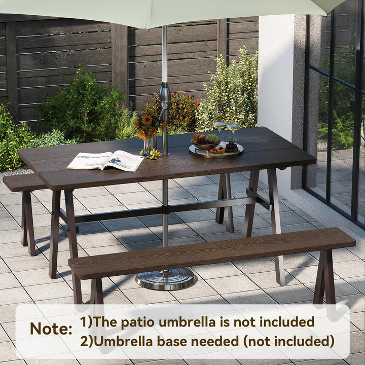 Giantex Outdoor Patio Dining Table with 1.93” Umbrella Hole