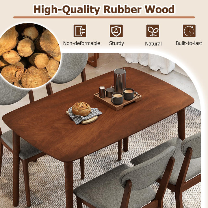 Giantex Mid-Century Modern Kitchen Table and Upholstered Chairs Set for 4