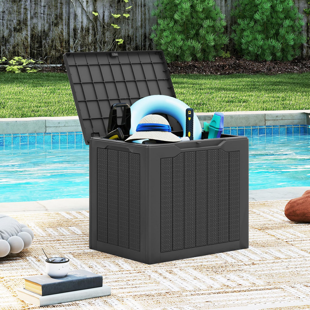 Giantex 25 Gallon Outdoor Storage Box with Lockable Lid