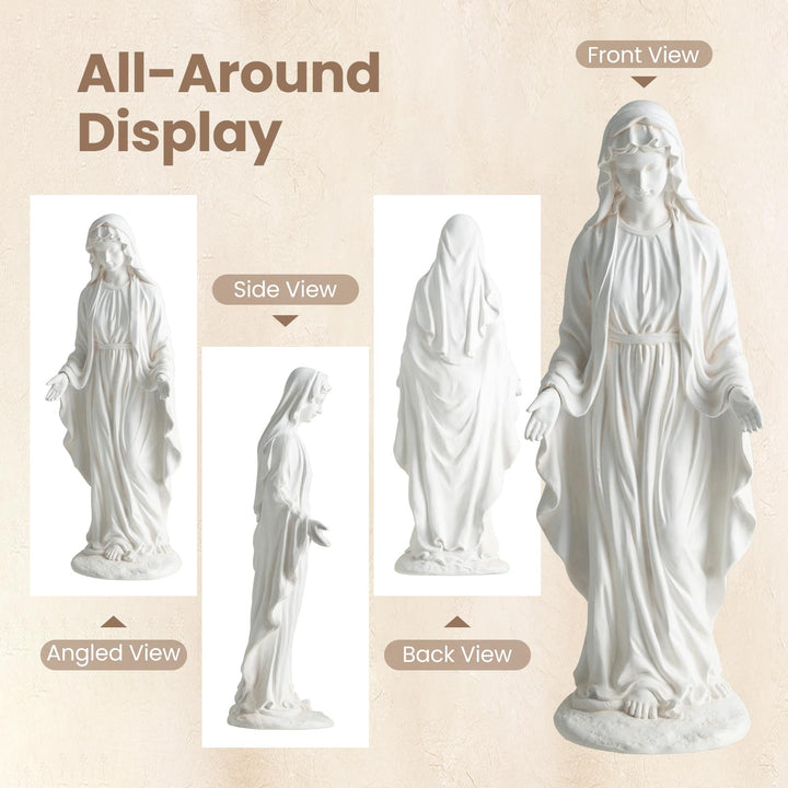 Giantex Virgin Mary Garden Statue 29.5" | Blessed Mother Outdoor Religious Statue with Serpent