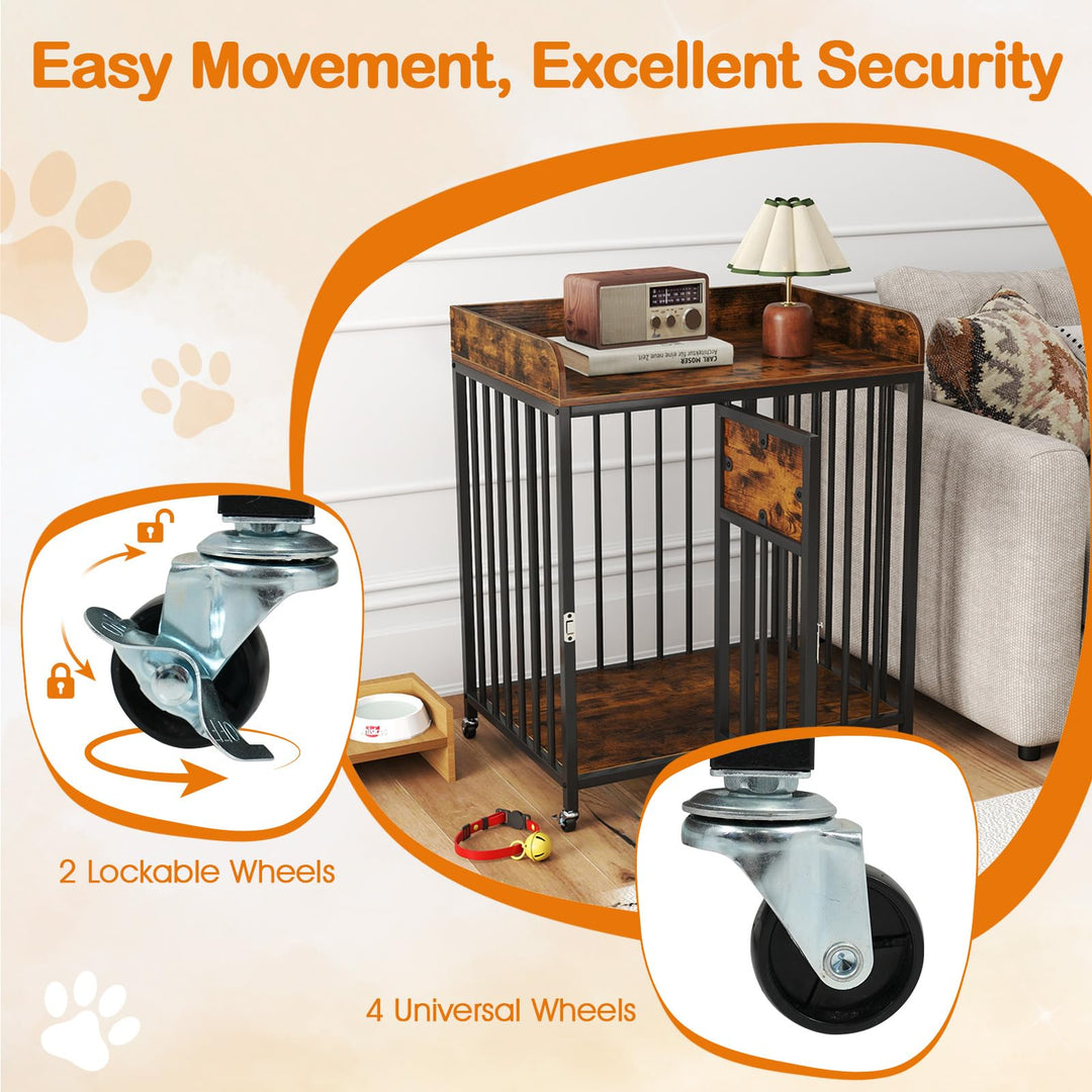 Giantex Dog Crate Furniture with Lockable Door &amp; Wheels