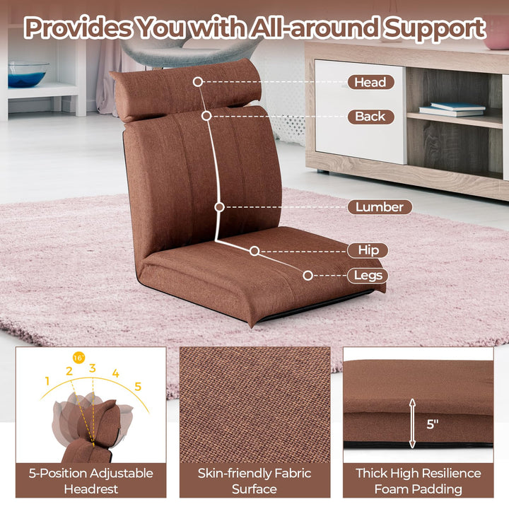 Giantex Floor Chair, Floor Gaming Chair with Back Support, 14-Poistion Adjustable Backrest, 5-Position Adjustable Headrest