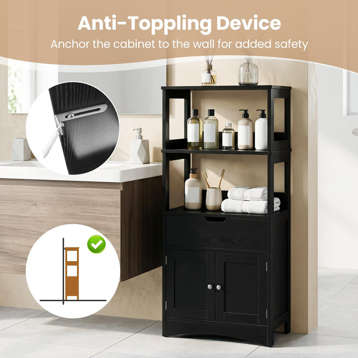 GIANTEX Bathroom Storage Cabinet with Open Shelves