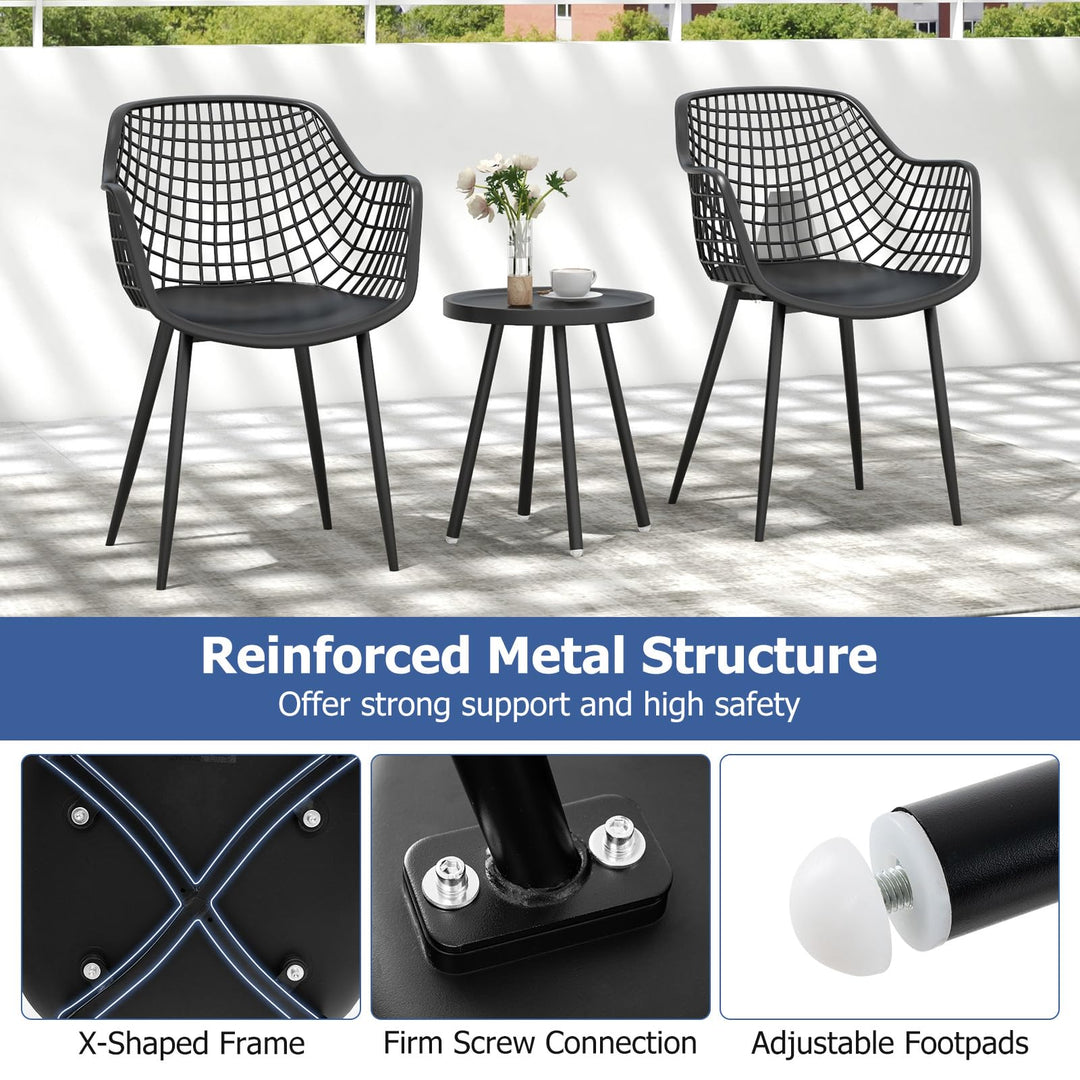 Giantex 3 Piece Patio Furniture Set, Outdoor Bistro Table and Chairs Set of 2, PP Seat &amp; Metal Legs