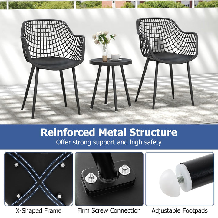 Giantex 3 Piece Patio Furniture Set, Outdoor Bistro Table and Chairs Set of 2, PP Seat &amp; Metal Legs
