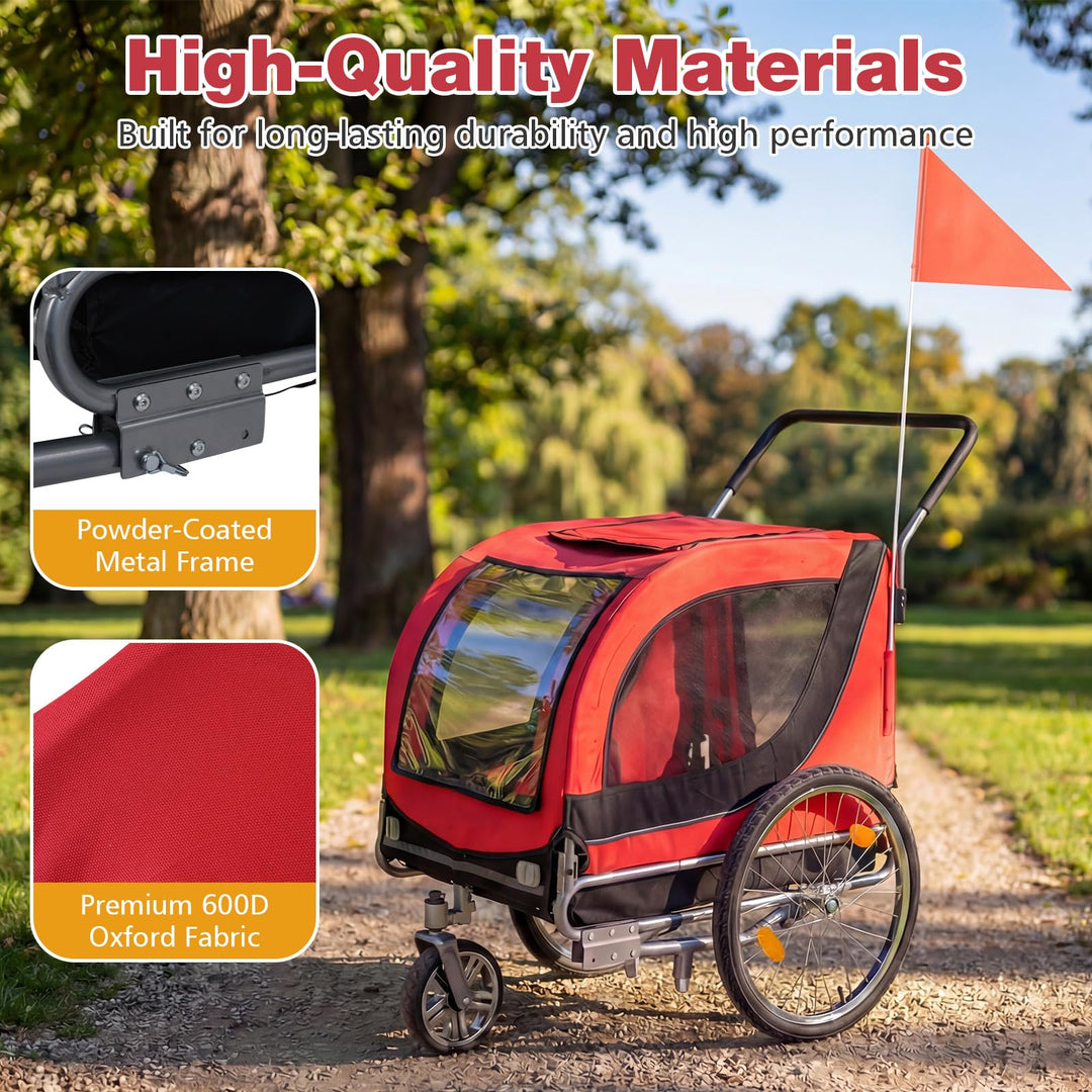Giantex 2-in-1 Dog Bike Trailer &amp; Pet Stroller for Large Dogs PVC Rain Cover 176 lbs Capacity