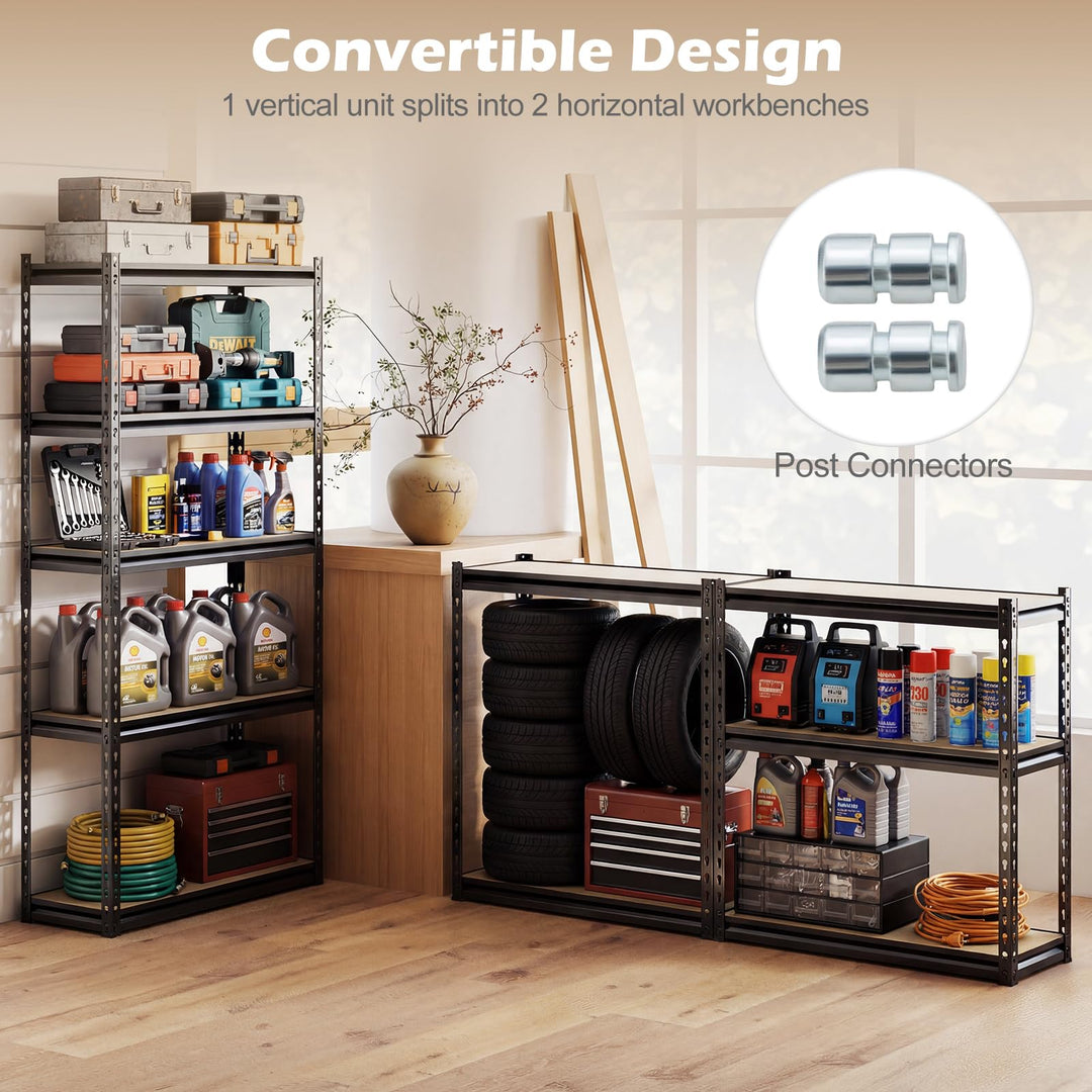 Giantex 5-Tier Metal Storage Shelves Heavy Duty Garage Shelving Units(1/2/3/4,30" W x 12" D x 60" H)