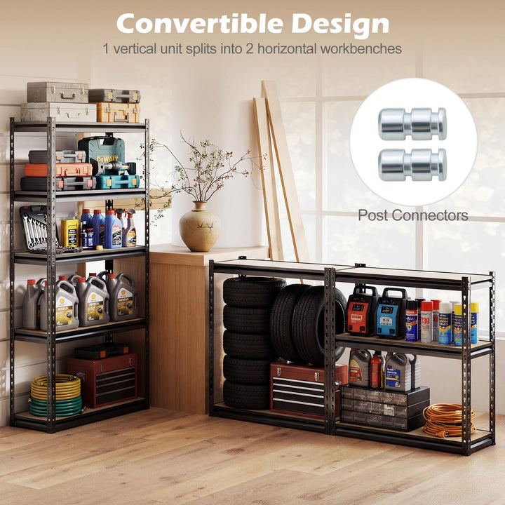 Giantex 5-Tier Metal Storage Shelves Heavy Duty Garage Shelving Units(1/2/3/4,30" W x 12" D x 60" H)