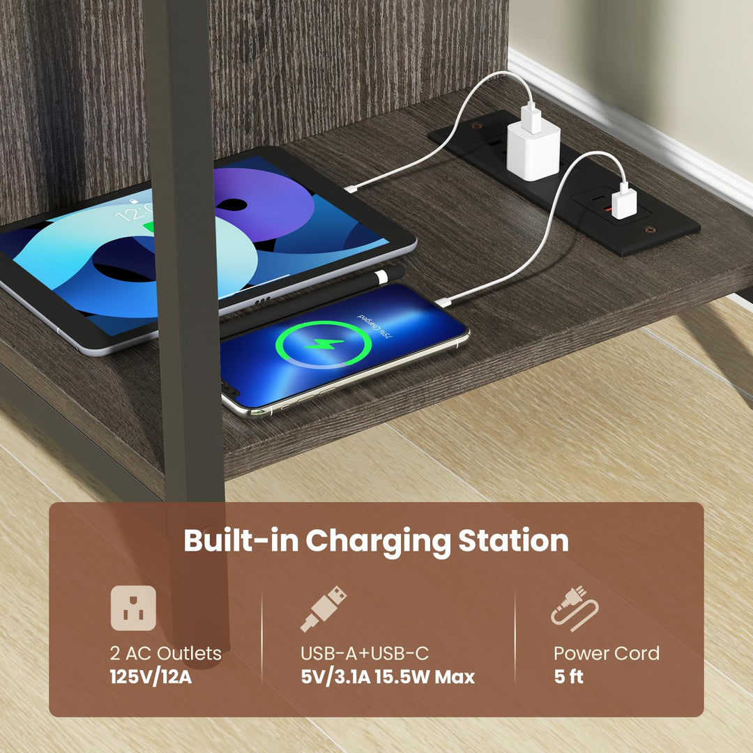 Giantex TV Stand for TV Up to 50” TVs, Entertainment Center with Charging Station, USB &amp; Type C Ports