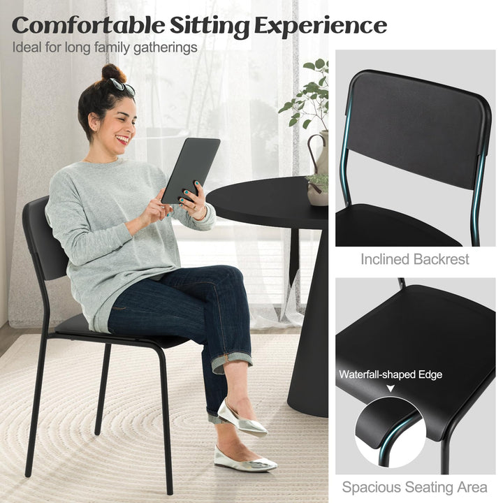 Giantex Metal Dining Chairs Set of 4, Stackable Lightweight Kitchen Chairs w/Tilted Backrest &amp; Sturdy Metal Legs